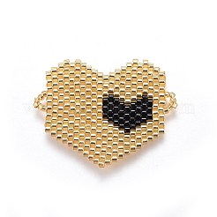 MIYUKI＆TOHO手作り日本のシードビーズリンク  織機模様  ハート  ゴールデンロッド  26~27x34~35x1.7mm  穴：2mm&nbsp;SEED-A029-EE01