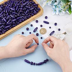 480Pcs 4 Styles Dyed Natural Wood Beads&nbsp;WOOD-PH0003-66B
