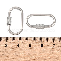 変色しない304ステンレススチール製スクリューカラビナロックチャーム  ネックレス作り用  クイックリンク  オーバル  ステンレス鋼色  21x11x4mm  ネジ:7x4mm&nbsp;STAS-K192-01P-A