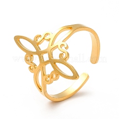 304 Stainless Steel Sailor's Knot Open Cuff Ring&nbsp;RJEW-F128-01G