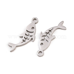304ステンレススチールチャーム  魚のチャーム  ステンレス鋼色  15x7x1mm  穴：1mm&nbsp;STAS-E521-07P-07