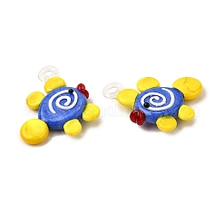 手作りランプワークペンダント  魚  シャンパンイエロー  34~36x33~36x9.5~11mm  穴：2~3mm&nbsp;LAMP-S079-03C