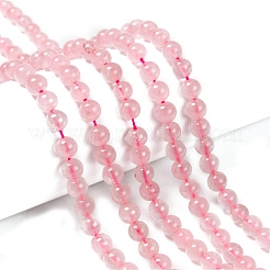 天然石ローズクォーツビーズ連売り  ラウンド  6mm  穴：1mm  約65個/連  15インチ〜16インチ&nbsp;X-G-L104-6mm-01