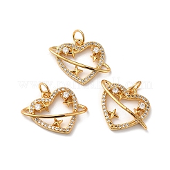 Rack Plating Brass Micro Pave Clear Cubic Zirconia Pendsnts&nbsp;KK-D074-26G