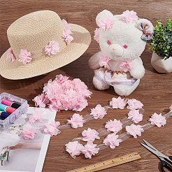 ポリエステルレースリボン  3Dフラワーレーストリム  洋服アクセサリー  ピンク  7/8~2-1/8インチ（23~55mm）  約10ヤード/バンドル&nbsp;OCOR-WH0078-158B