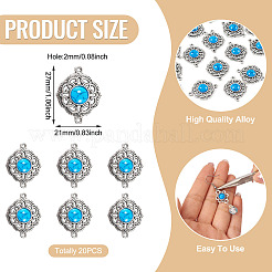 Tibetan Style Alloy with Resin Imitation Turquoise Connector Charms&nbsp;FIND-TAC0035-47AS-10