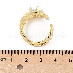 女性用真鍮マイクロパヴェクリアキュービックジルコニアカフリング  18KGP本金メッキ  長方形  0.77インチ（1.95cm）  内径：0.71インチ（1.81cm）&nbsp;RJEW-D307-01G-B