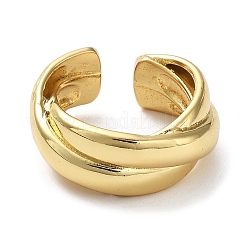 Rack Plating Brass Criss Cross Open Cuff Rings for Women&nbsp;RJEW-Q777-04G
