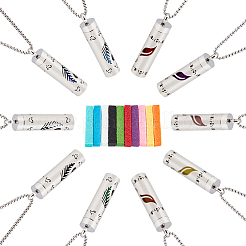 2Pcs 2 Styles Anti-Tarnish Stainless Steel Mini Hollow Column Perfume Bottle Necklaces&nbsp;NJEW-DR0001-02A