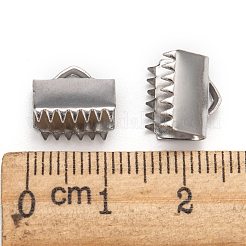 変色しにくい304ステンレススチールリボンクランプエンド  ステンレス鋼色  10x11mm  穴：2x4mm&nbsp;STAS-J011-08