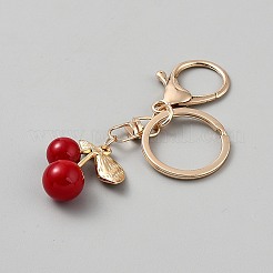 Zinc Alloy Resin Cherry Keychains&nbsp;AJEW-WH0434-60B