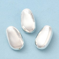 真鍮ビーズ  カドミウムフリー＆鉛フリー  豆  925銀メッキ  18x10.5x9mm  穴：1.6mm&nbsp;KK-M250-02S