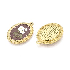 Vintage Printed Style 304 Stainless Steel Oval with Sunflower Pendants&nbsp;STAS-T071-29C-G