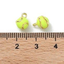 真鍮製エナメルペンダント  テニスボールチャーム  ラックめっき  カドミウムフリー＆鉛フリー  18KGP本金メッキ  緑黄  9x7mm  穴：1.2mm&nbsp;KK-I476-28B-G03