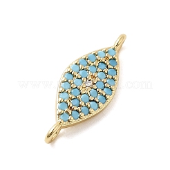 Brass Micro Pave Sky Blue and Clear Cubic Zirconia Connector Charms&nbsp;KK-H529-05A-G