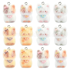 Cat Shape Flocky Opaque Resin Pendants&nbsp;RESI-YWC0002-04F