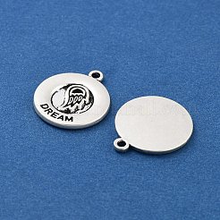ラックめっき合金ペンダント  ニッケル、カドミウム、鉛フリーの電気メッキ  翼と夢という言葉が付いたフラットラウンド  アンティークシルバー  20x17x2mm  穴：1.6mm&nbsp;FIND-Q108-06AS