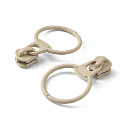 合金ジッパー  レジンプラー付き  ラウンド  カドミウムフリー＆鉛フリー  淡い茶色  37mm  リング：31.5x23.5x1.5mm  ジッパープラー：10.5x9x7.5mm&nbsp;PALLOY-WH0079-16H-RS