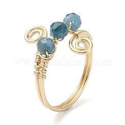 4Pcs 4 Style Natural Mixed Gemstone Round Beaded Finger Rings&nbsp;RJEW-TA00105