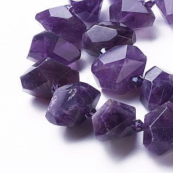 天然石アメジストビーズ連売り  多面カット  ナゲット  12~20x12~16mm  穴：1.8~2mm  約22~23個/連  15インチ〜15.74インチ（38~40cm）&nbsp;G-P434-10A