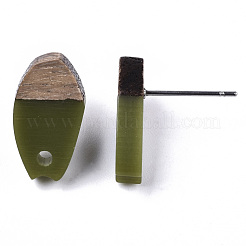 Opaque Resin & Walnut Wood Stud Earring Findings&nbsp;MAK-N032-010A-B02
