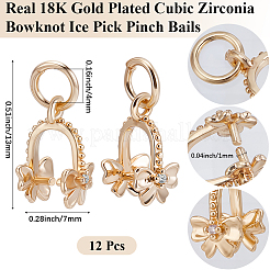 12Pcs Brass Micro Pave Cubic Zirconia Ice Pick Pinch Bails&nbsp;KK-BBC0018-30