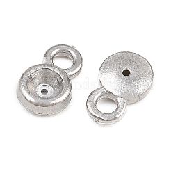 304ステンレススチール製チャーム、ラインストーンセッティング  フラットラウンドのチャーム  先のとがったリボリラインストーン用  ステンレス鋼色  5x3x1mm  穴：1.2mm  2mmのラインストーンに適する&nbsp;SA-CBAC865-01A-P