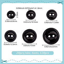 120Pcs 6 Styles 2-Hole Resin Buttons&nbsp;FIND-DR0001-45B