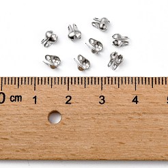 変色しにくい304ステンレススチールボールチープ  カロット終了  クラムシェルノットカバー  ステンレス鋼色  6x3mm  穴：1mm  内径：3mm&nbsp;X-STAS-R063-21