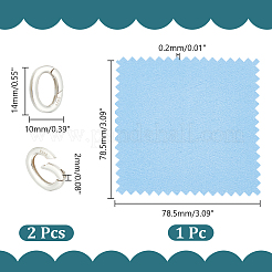 楕円形スプリングゲートリング2個  1pc スエード生地スクエアシルバー研磨布  925銀メッキ  14x10x2mm&nbsp;FIND-UN0003-34A