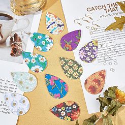 DIY 11Pairs Flower Pattern PU Leather Earring Making Kits&nbsp;DIY-FH0002-40