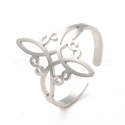 Non-Tarnish 304 Stainless Steel Sailor's Knot Open Cuff Ring&nbsp;RJEW-F128-01P