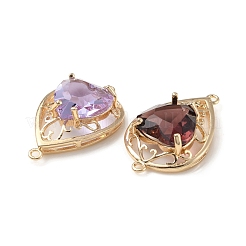 Brass K9 Glass Connector Charms&nbsp;KK-C024-50KCG