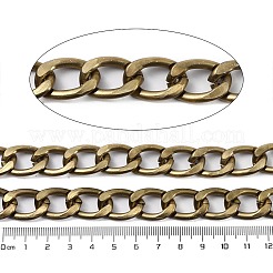 アルミカーブチェーン  溶接されていない  スプールで  アンティークブロンズ  22x15x3mm  約49.21フィート（15m）/ロール&nbsp;CHA-C003-07AB