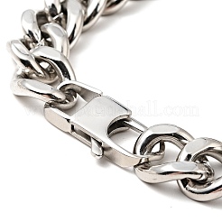 Tarnish Resistant 304 Stainless Steel Rhombus Link Bracelet with Curb Chains for Men Women&nbsp;BJEW-E009-22P