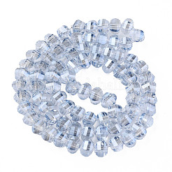 電気メッキ透明ガラスビーズ連売り  多面カット  ラウンド  コーンフラワーブルー  10x8~9mm  穴：1.5mm  約58~60個/連  19.69インチ（50cm）&nbsp;EGLA-N002-31-F06