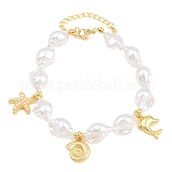 Ocean Brass Starfish Dolphin Charm Bracelets for Women&nbsp;KK-CBA68DA-05G