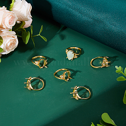 6Pcs Rack Plating Oval Brass Micro Pave Cubic Zirconia Adjustable Solitaire Ring Components&nbsp;KK-DC0005-11