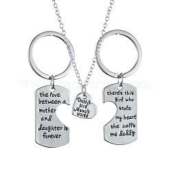 Daddy Mother Daughter Forever Love Family Heart Puzzle Jewelry Sets&nbsp;SJEW-K155-02P