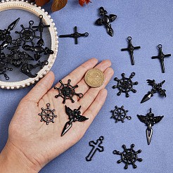 ハロウィン合金ペンダント36個。  ジュエリー ネックレス ブレスレット クラフト用  混合図形  ガンメタ色  21x14mm&nbsp;JX194A