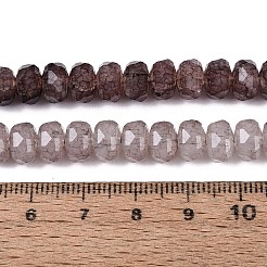 模造翡翠クラックルガラスビーズ連売り  ロンデル  多面カット  ココナッツブラウン  7.5~8x5~5.5mm  穴：1.4mm  約70~71個/連  14.57~14.76インチ（37~37.5cm）&nbsp;GLAA-N068-01A-A07