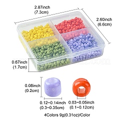 800個 4スタイルミックススタイルガラスラウンドシードビーズ  ミックスカラー  3~3.5x2mm  穴：1~1.2mm  200個/スタイル&nbsp;SEED-FS0001-18A
