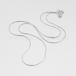 Rhodium Plated 925 Sterling Silver Boston Link Chain Necklaces&nbsp;X-STER-M086-17A