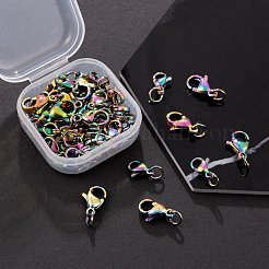 50個2スタイルイオンプレーティング(IP)304ステンレススチールロブスタークロウクラスプ  丸カン付き  虹色  9~12x5.5~7x3.5mm  穴：3mm  丸カン：5x0.6ミリ  25個/スタイル&nbsp;STAS-LS0001-45MC