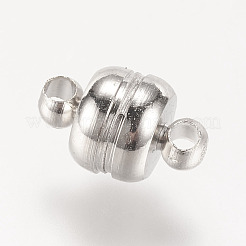 ループ付き真鍮製マグネットクラスプ  オーバル  カドミウムフリー＆ニッケルフリー＆鉛フリー  プラチナ  11x7mm  穴：1.5mm&nbsp;X-KK-H361-N-NR