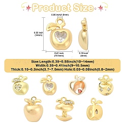 7個7スタイル真鍮ペンダント  りんごチャーム  ゴールドカラー  10~14x9~10.5x3.7~7.5mm  穴：0.8~2mm  1個/スタイル&nbsp;KK-CJ0005-85