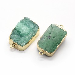 ナチュラルドルジークォーツリンクコネクター  真鍮パーツ  長方形  ゴールドカラー  33~35x15~17x8~12mm  穴：2mm&nbsp;G-P396-13G
