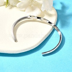 変色しない304ステンレススチール製カフバングル  開いた腕輪をひねる  ステンレス鋼色  内径：2-1/4インチ（5.7cm）&nbsp;BJEW-K222-02P