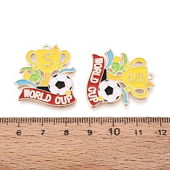 合金エナメルチャーム  サッカーとトロフィーのチャーム  ゴールドカラー  ゴールド  30x27x1mm  穴：1.2mm&nbsp;ENAM-T025-01G-15