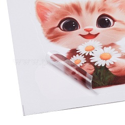 動物柄のPVC防水粘着ステッカー  壁のステッカー  猫の形  112~120x113~120x0.2mm&nbsp;STIC-K001-04D